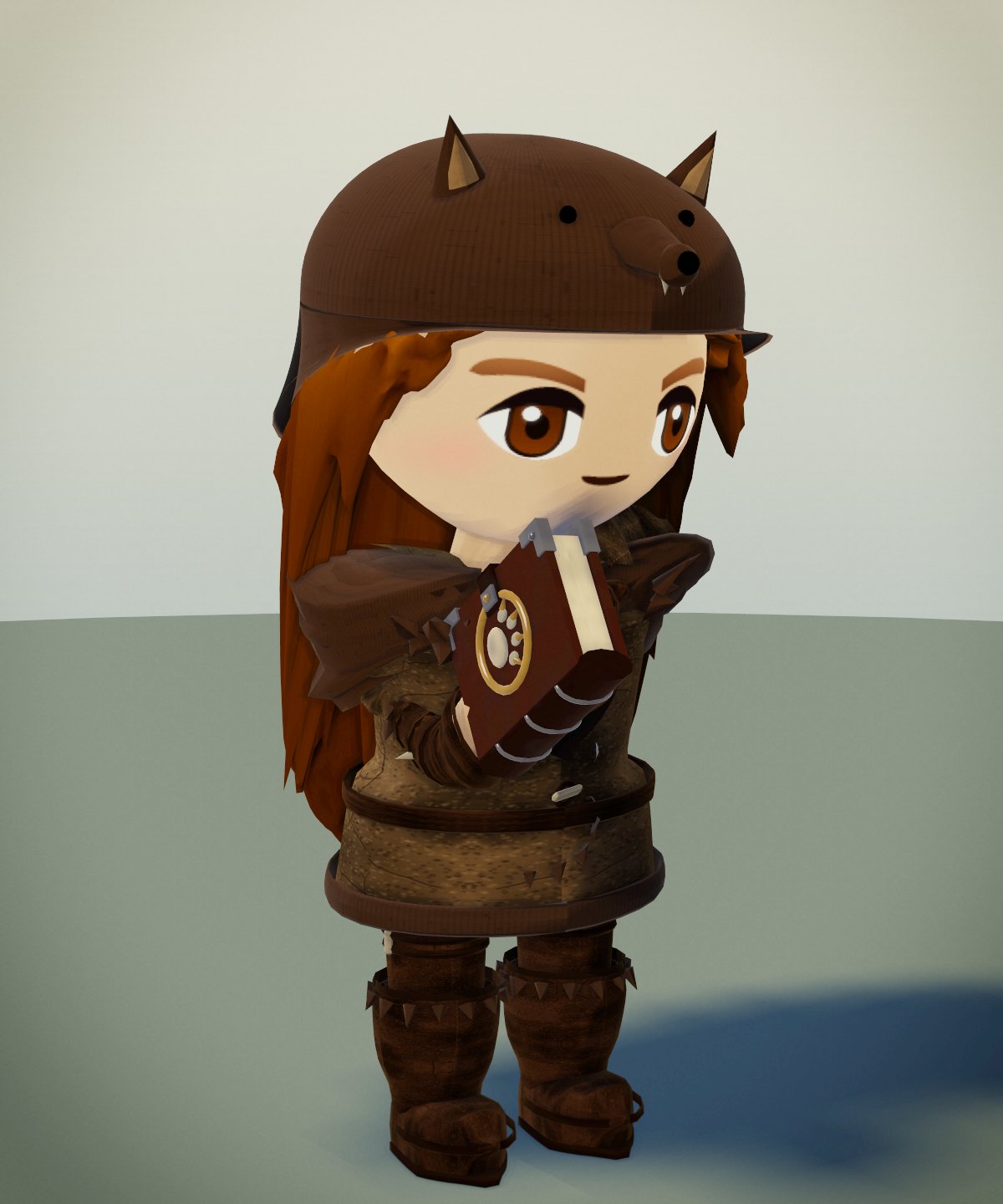 A character dressed as a Beast Master, holding a skill book.